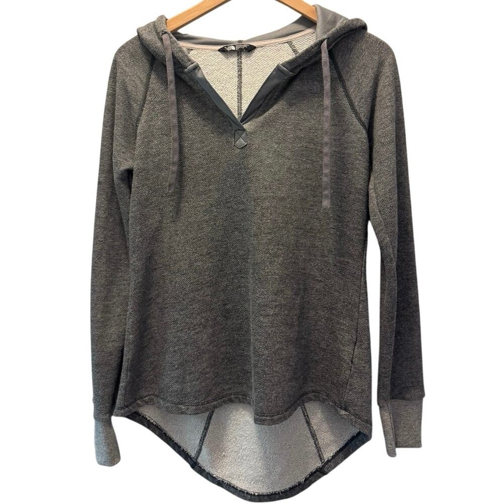 The North Face Women's Gray Heathered Long Sleeve Pullover Hooded S Small terry